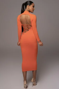 Orange Shaye Mock Neck Dress*JLUXLABEL Best