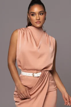 Peach Desiree Mock Neck Top*JLUXLABEL New