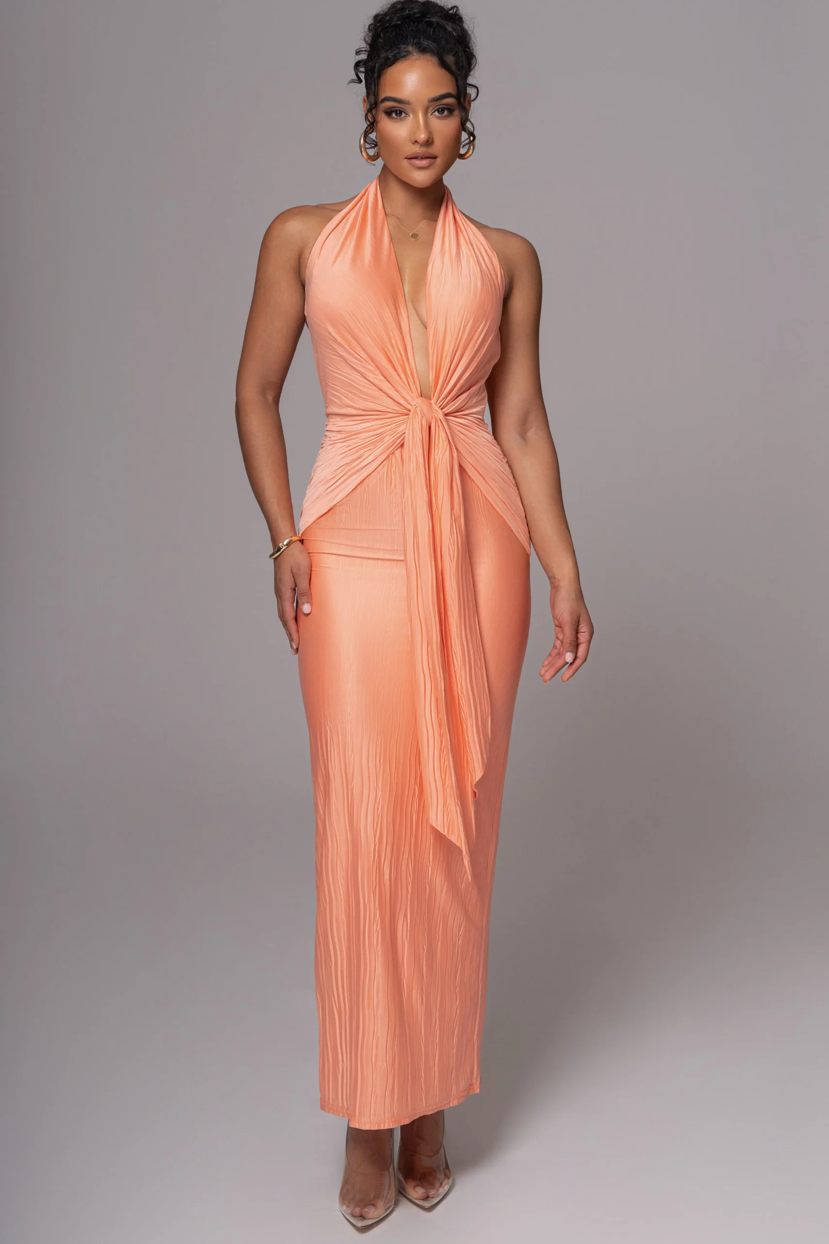 Peach Under The Moonlight Drape Dress*JLUXLABEL New