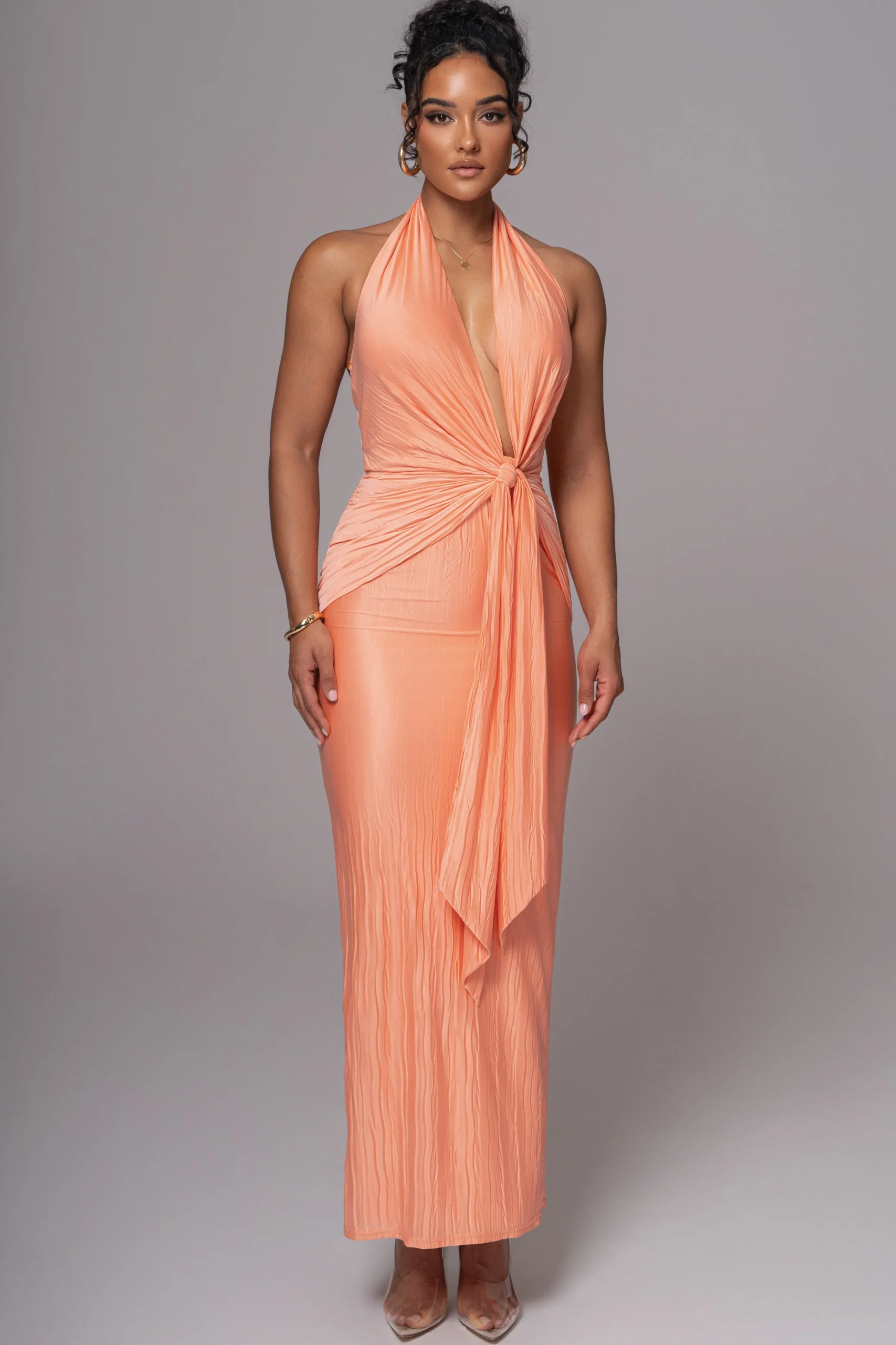 Peach Under The Moonlight Drape Dress*JLUXLABEL New