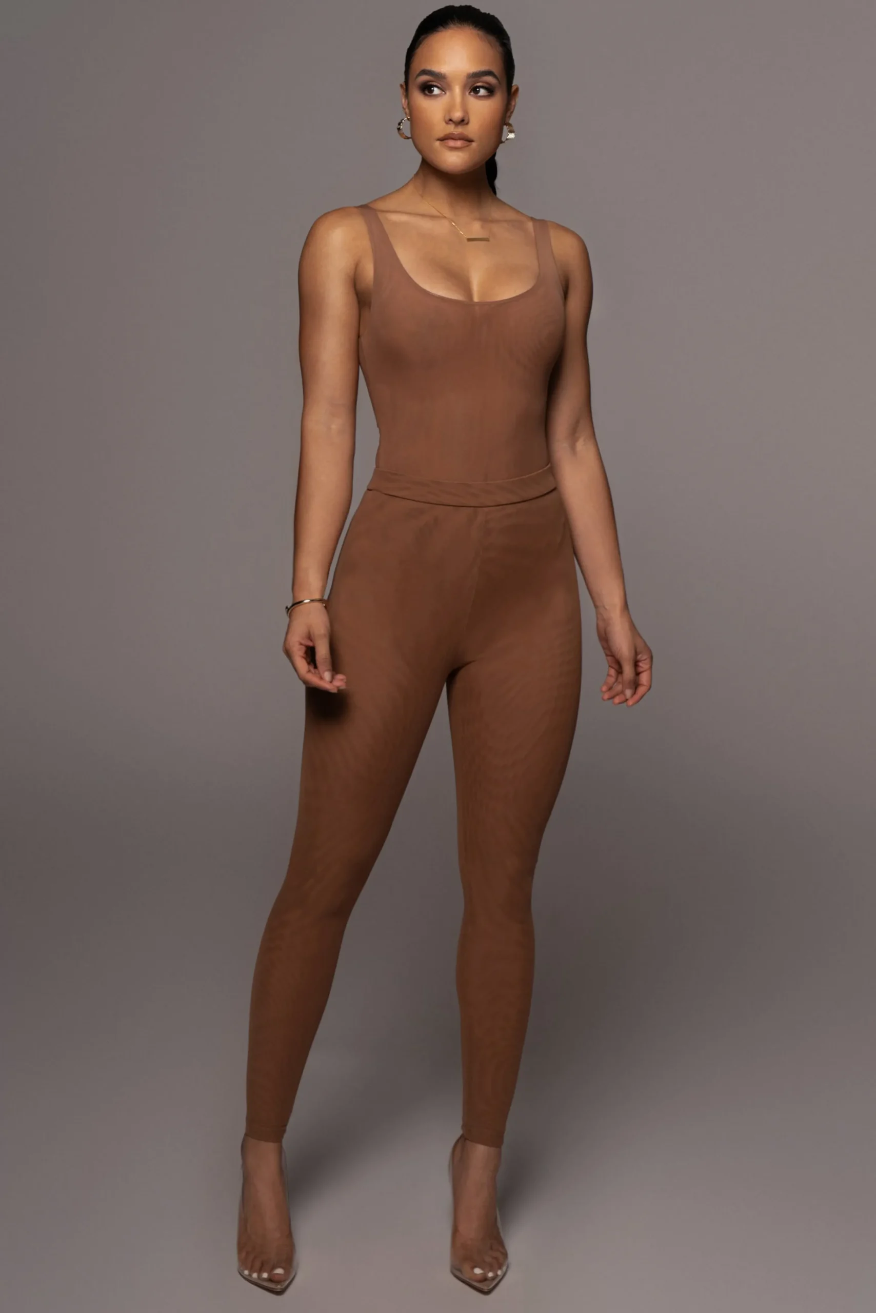 Pecan Mesh Essentials Tank Bodysuit Undergarment*JLUXLABEL Fashion