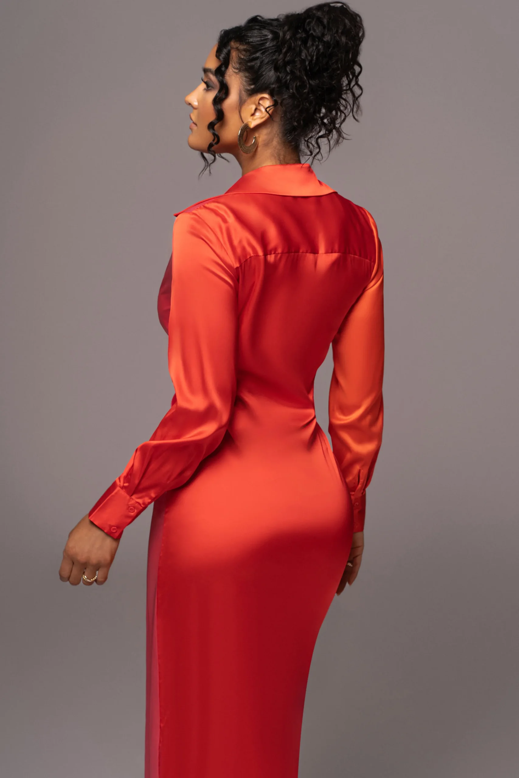 Pink Color Block Satin Midi Dress*JLUXLABEL New