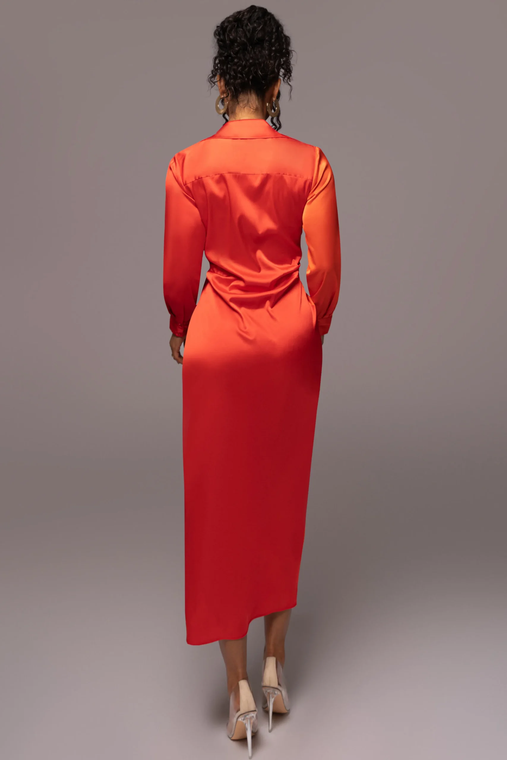 Pink Color Block Satin Midi Dress*JLUXLABEL New