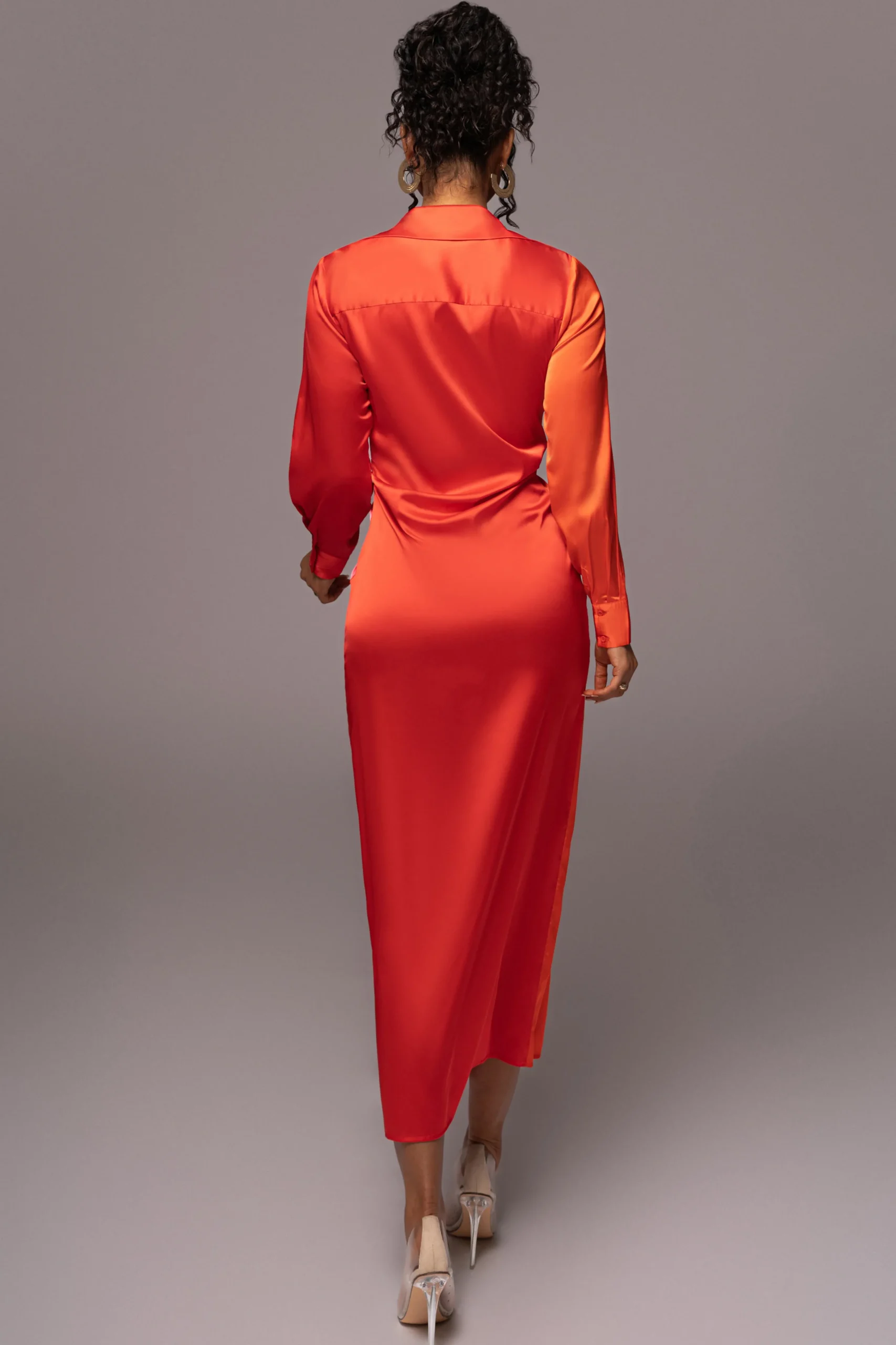 Pink Color Block Satin Midi Dress*JLUXLABEL New