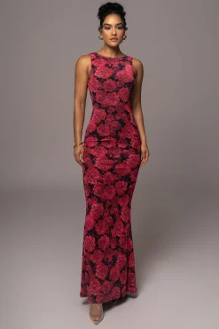 Pink Floral Front And Center Maxi Dress*JLUXLABEL Fashion