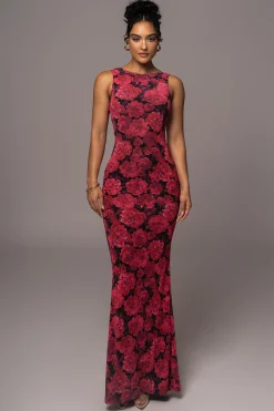Pink Floral Front And Center Maxi Dress*JLUXLABEL Fashion