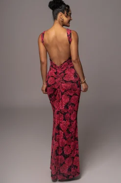 Pink Floral Front And Center Maxi Dress*JLUXLABEL Fashion