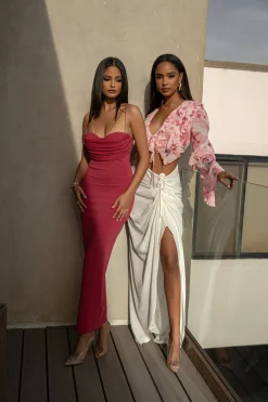 Pink La Lune Drape Midi Dress*JLUXLABEL Sale