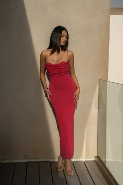 Pink La Lune Drape Midi Dress*JLUXLABEL Sale