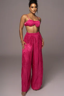 Pink Lets Get Away Satin Pant Set*JLUXLABEL Clearance