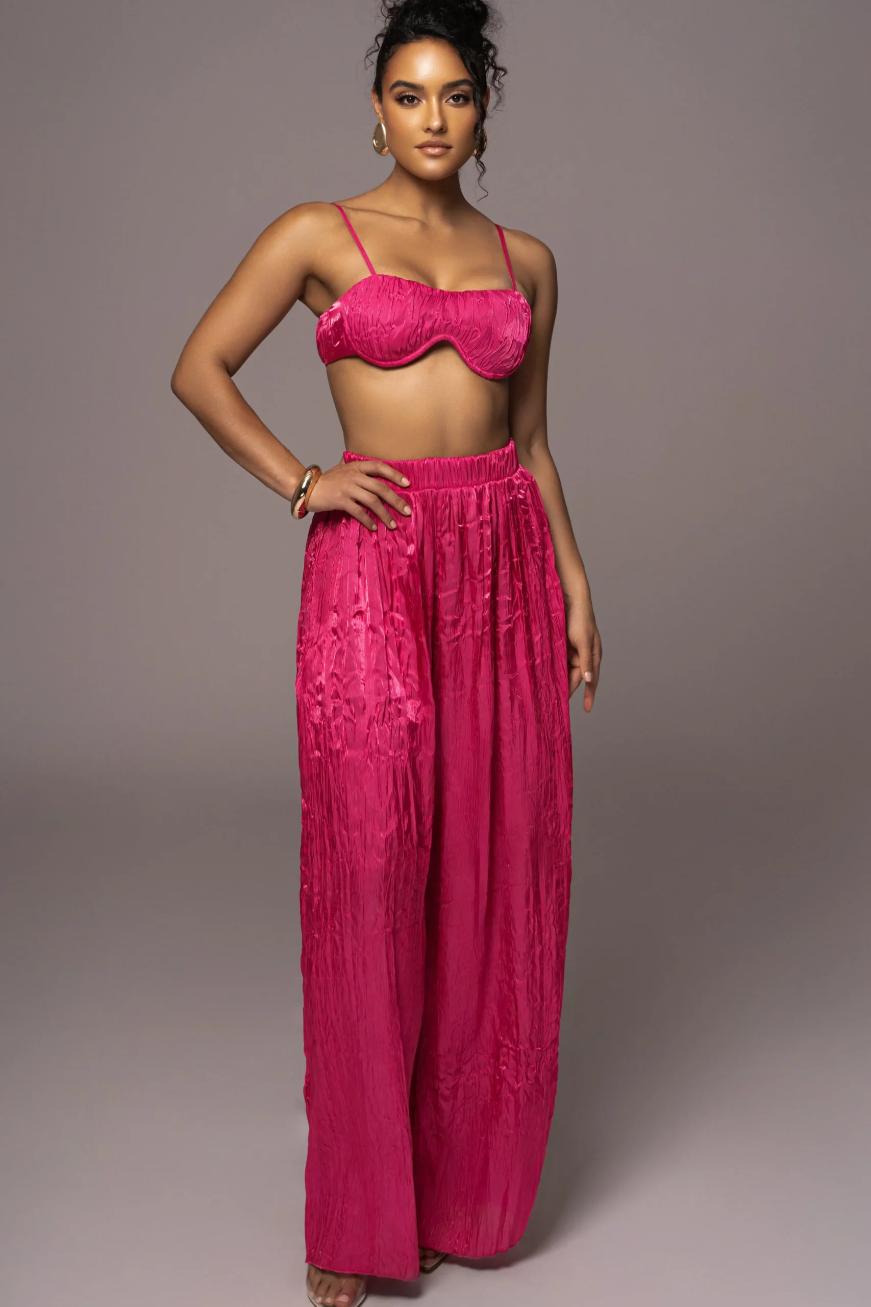 Pink Lets Get Away Satin Pant Set*JLUXLABEL Clearance