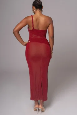 Red Alari One Shoulder Maxi Dress*JLUXLABEL Outlet