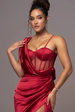 Red Anastacia Drape Maxi Dress*JLUXLABEL New