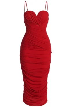 Red Arcadia Mesh Midi Dress*JLUXLABEL Best