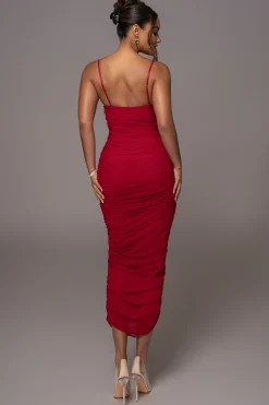 Red Arcadia Mesh Midi Dress*JLUXLABEL Best