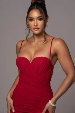 Red Arcadia Mesh Midi Dress*JLUXLABEL Best