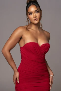 Red Arcadia Mesh Midi Dress*JLUXLABEL Best