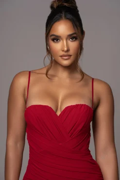 Red Arcadia Mesh Midi Dress*JLUXLABEL Best