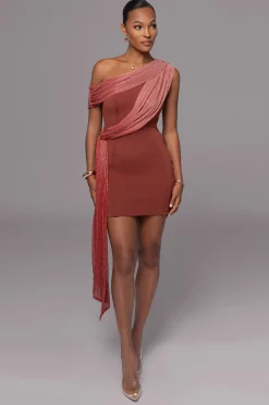 Red Asymmetric Drape Mini Dress*JLUXLABEL Fashion