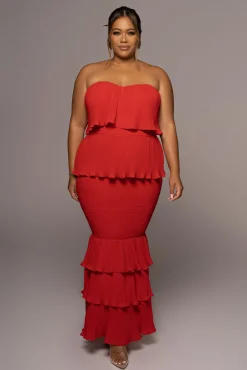 Red Casa Blanca Ruffle Dress*JLUXLABEL Fashion