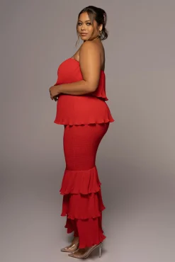 Red Casa Blanca Ruffle Dress*JLUXLABEL Fashion