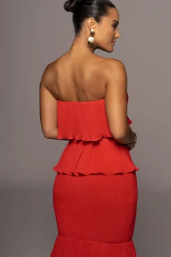 Red Casa Blanca Ruffle Dress*JLUXLABEL Fashion