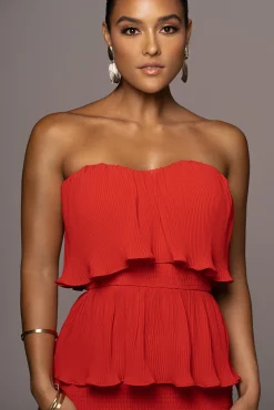 Red Casa Blanca Ruffle Dress*JLUXLABEL Fashion