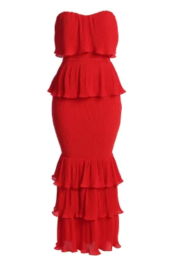 Red Casa Blanca Ruffle Dress*JLUXLABEL Fashion