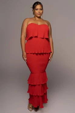 Red Casa Blanca Ruffle Dress*JLUXLABEL Fashion