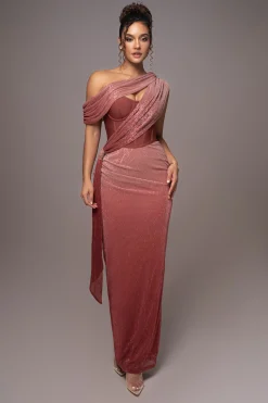 Red Celestina Draped Maxi Dress*JLUXLABEL Outlet