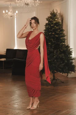 Red Divine Drape Skirt Set*JLUXLABEL Discount