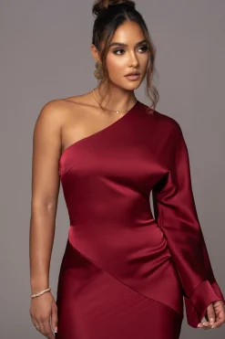 Red Femme Drape Maxi Dress*JLUXLABEL Hot