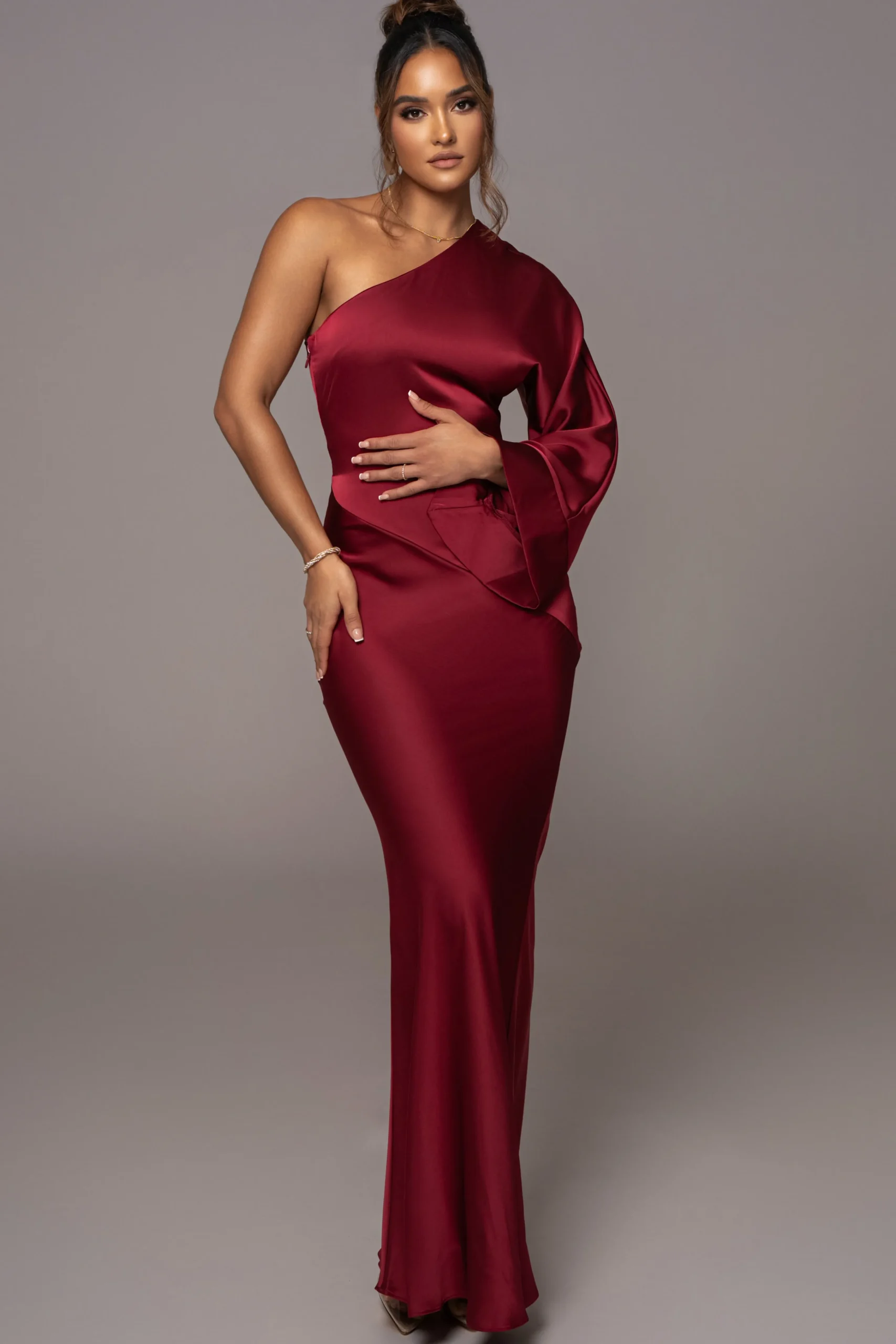 Red Femme Drape Maxi Dress*JLUXLABEL Hot