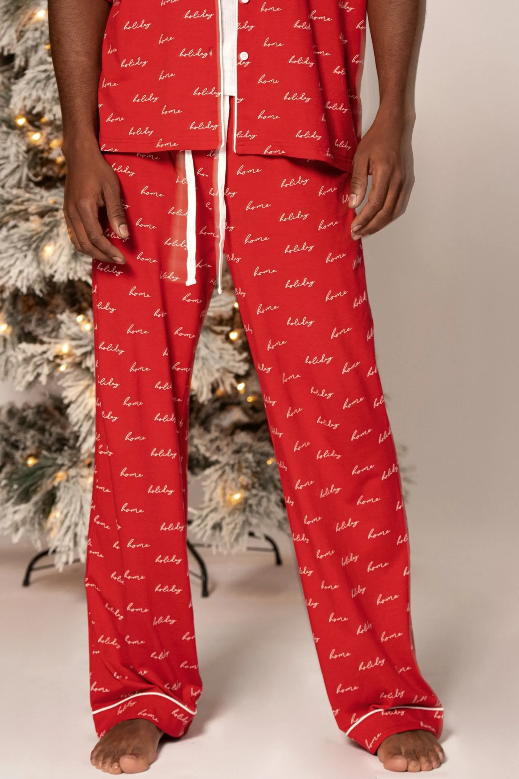 Red Home For The Holidays Adult Pajama Set*JLUXLABEL New