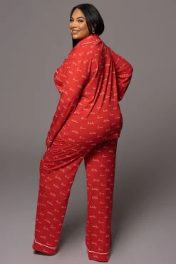 Red Home For The Holidays Adult Pajama Set*JLUXLABEL New