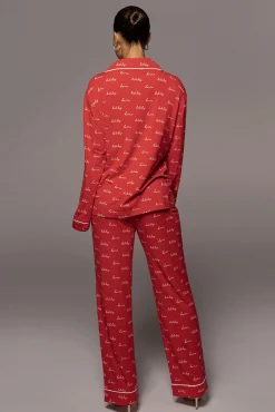 Red Home For The Holidays Adult Pajama Set*JLUXLABEL New