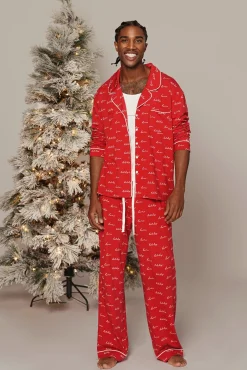 Red Home For The Holidays Adult Pajama Set*JLUXLABEL New