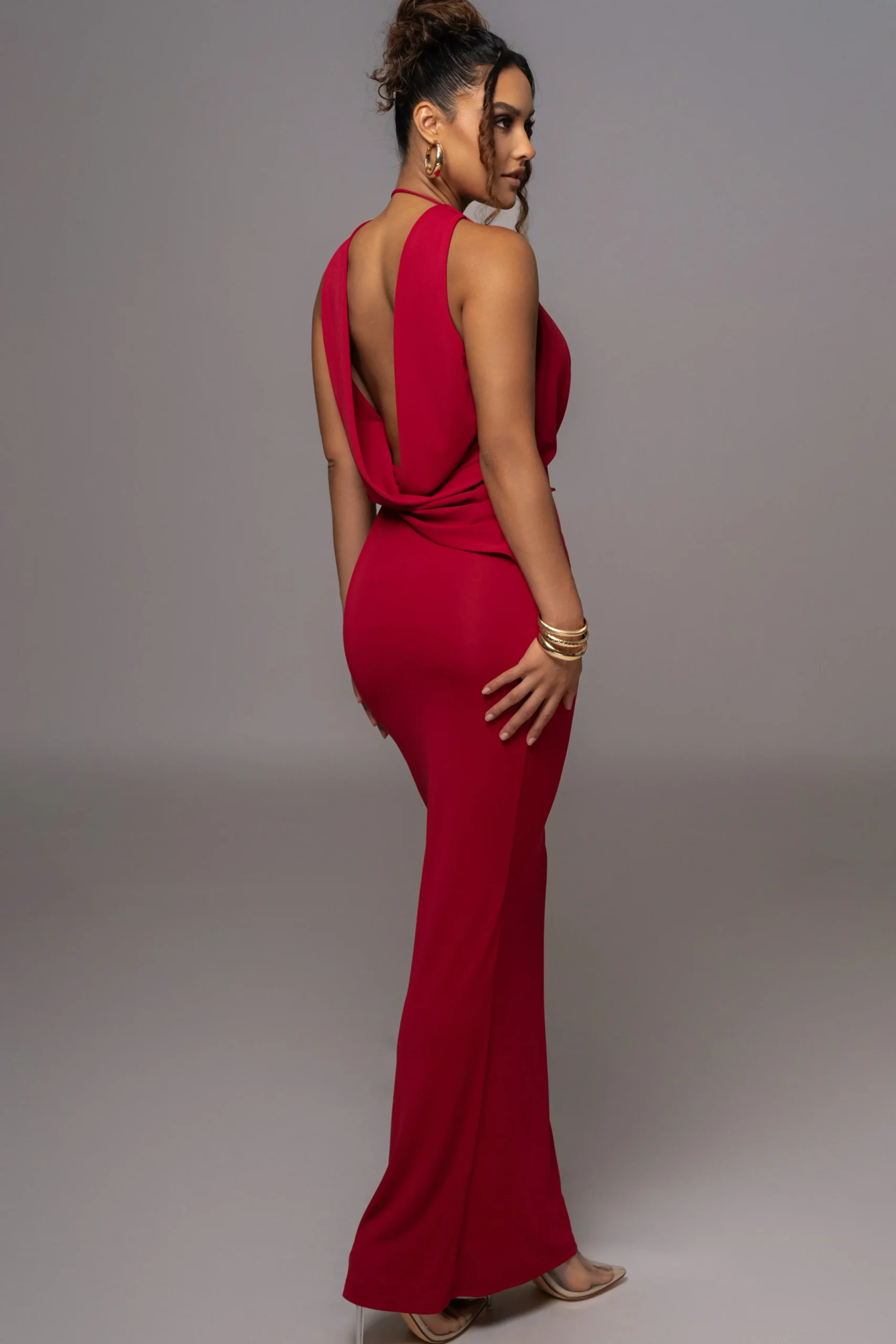 Red Infinite Allure Cowl Neck Dress*JLUXLABEL Discount