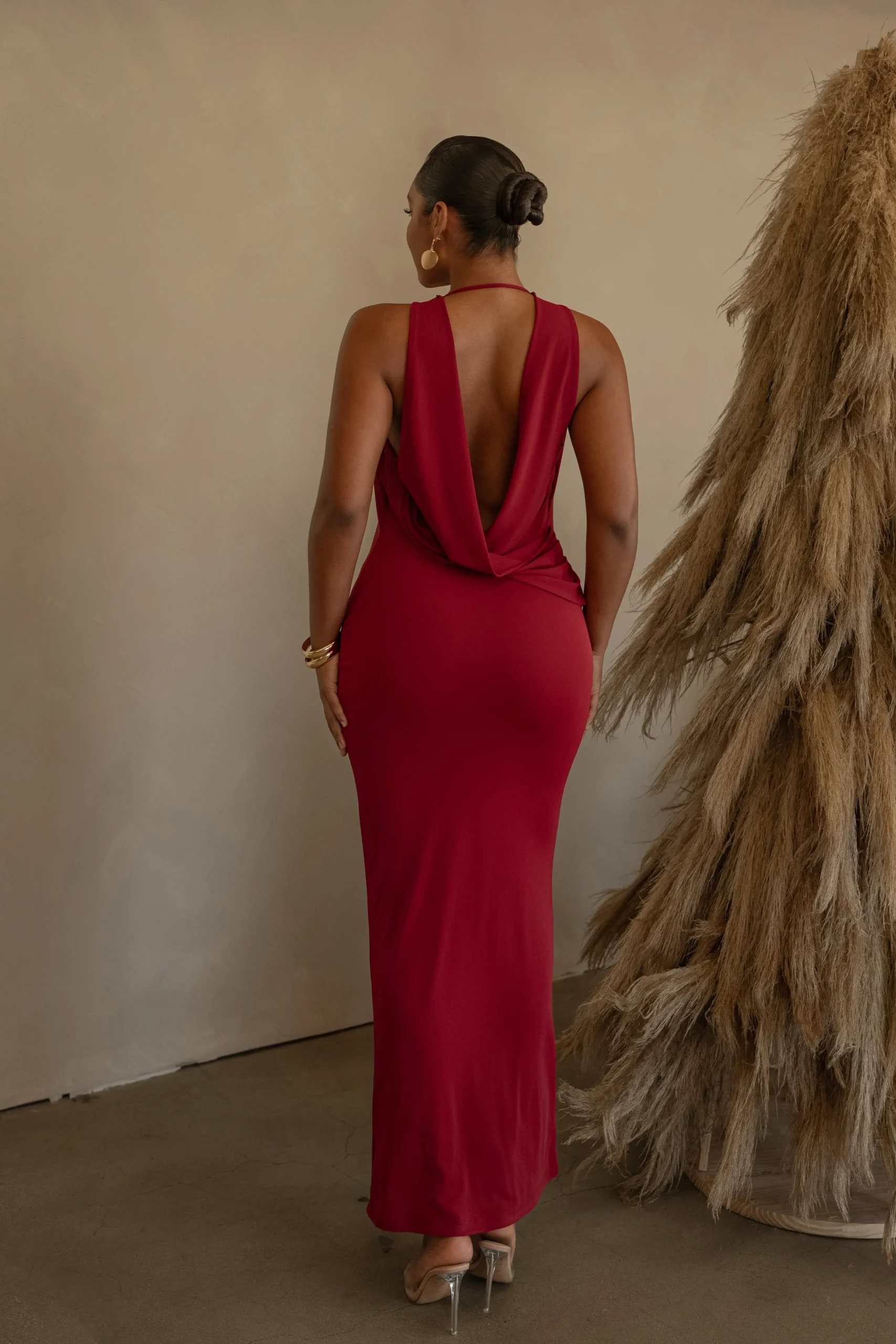 Red Infinite Allure Cowl Neck Dress*JLUXLABEL Discount