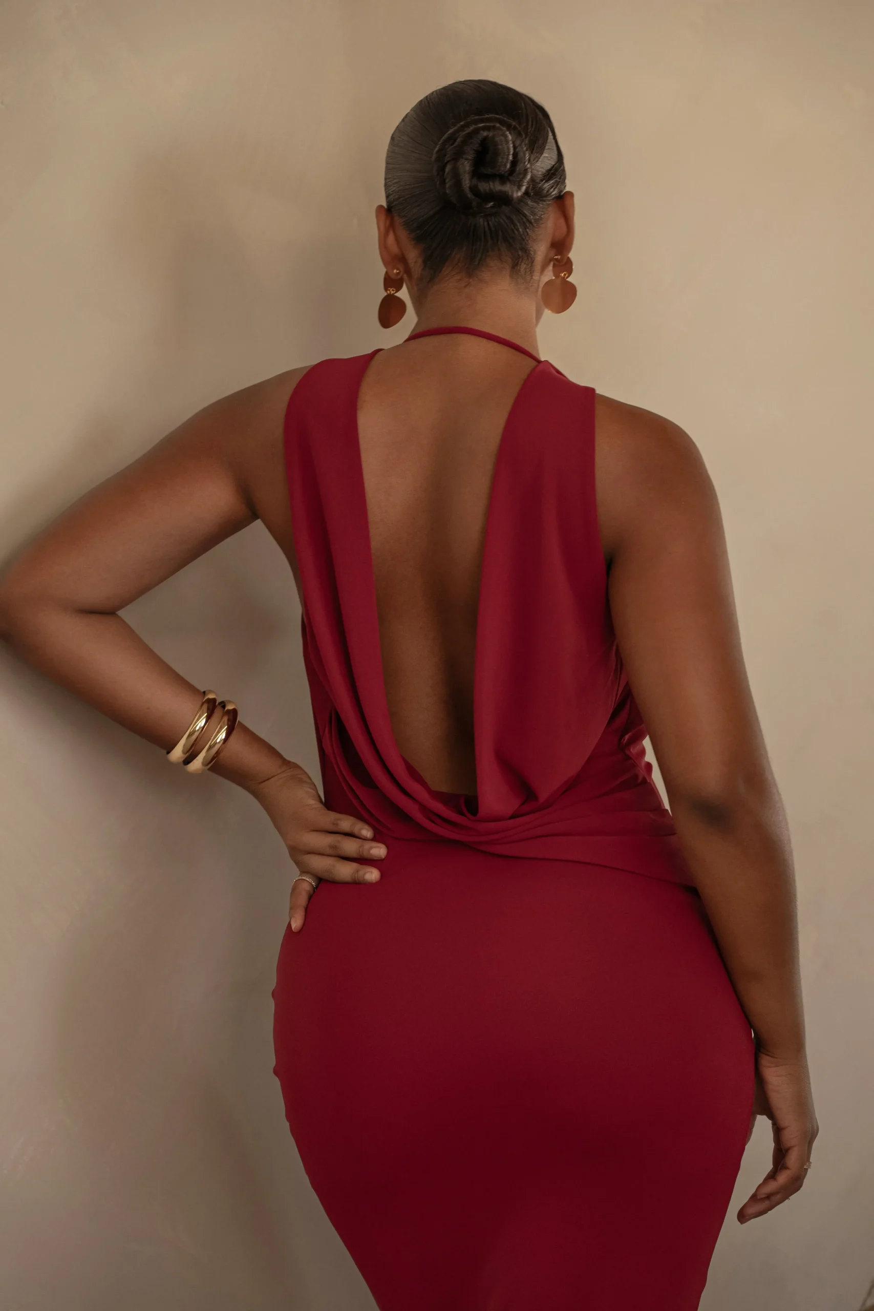 Red Infinite Allure Cowl Neck Dress*JLUXLABEL Discount