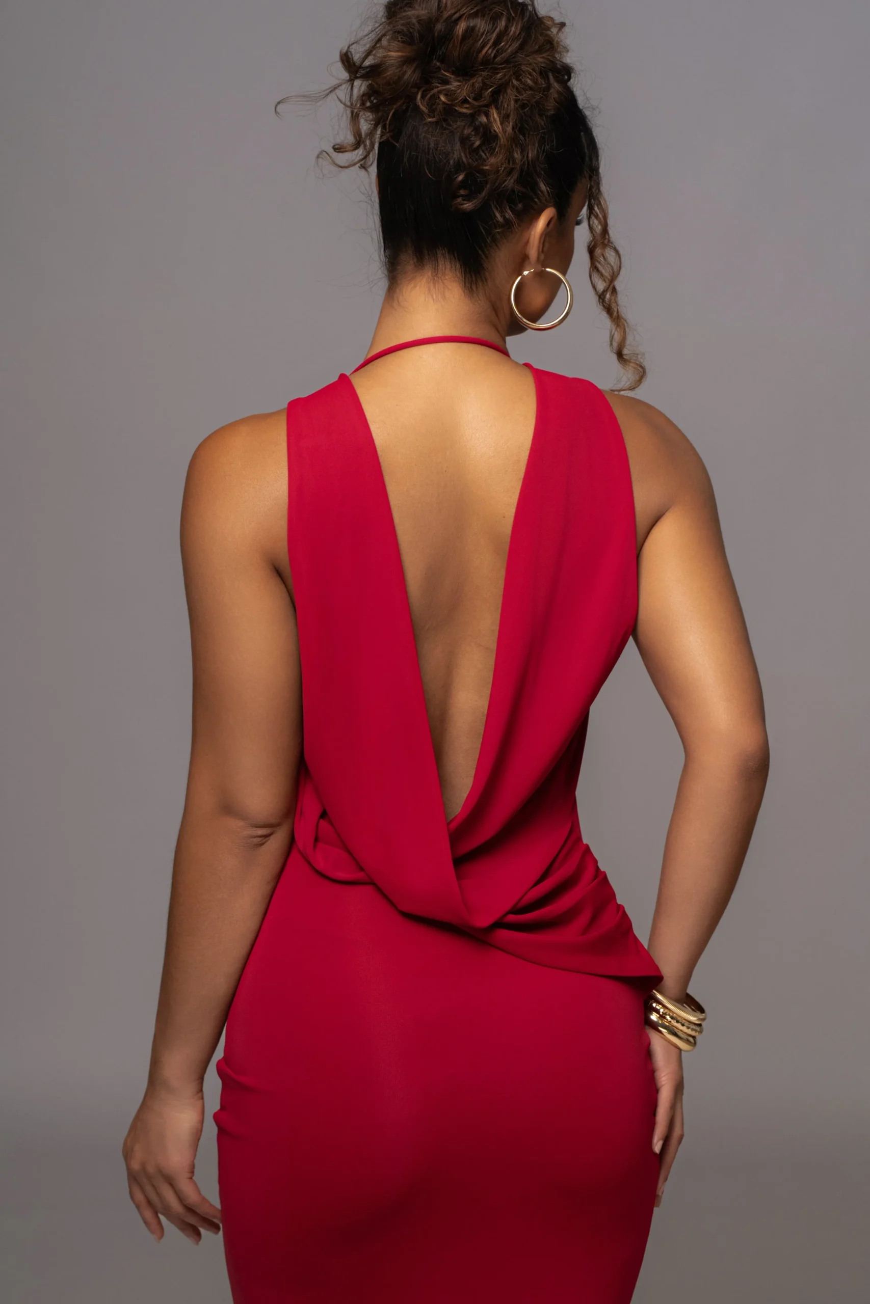 Red Infinite Allure Cowl Neck Dress*JLUXLABEL Discount