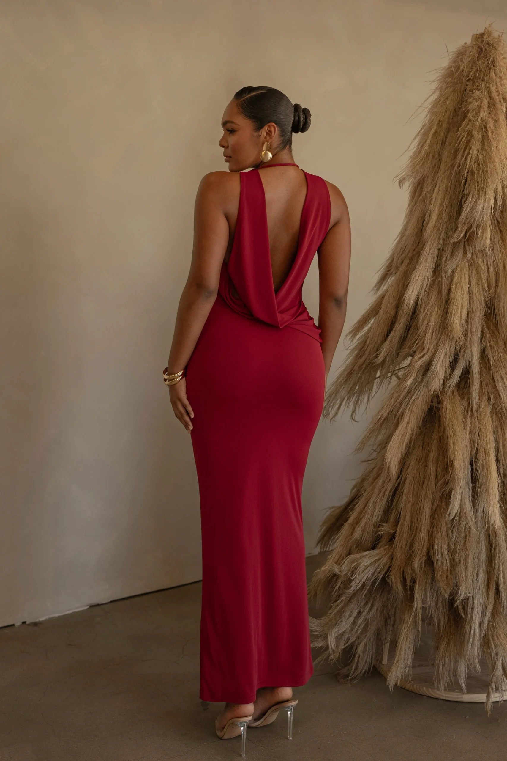 Red Infinite Allure Cowl Neck Dress*JLUXLABEL Discount