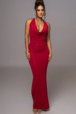 Red Infinite Allure Cowl Neck Dress*JLUXLABEL Discount