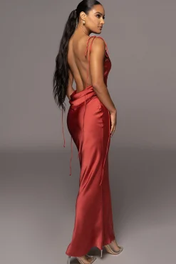 Red Irresistible Satin Maxi Dress*JLUXLABEL Discount