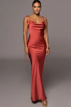 Red Irresistible Satin Maxi Dress*JLUXLABEL Discount