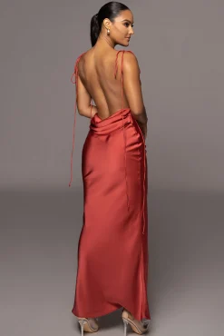 Red Irresistible Satin Maxi Dress*JLUXLABEL Discount
