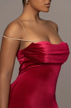 Red JOSANNA VELVET MIDI DRESS*JLUXLABEL New