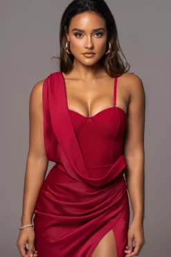 Red KRISTIANA SLIT DRESS*JLUXLABEL Fashion