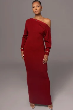 Red Night Shimmers Asymmetrical Maxi Dress*JLUXLABEL Sale