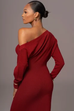 Red Night Shimmers Asymmetrical Maxi Dress*JLUXLABEL Sale